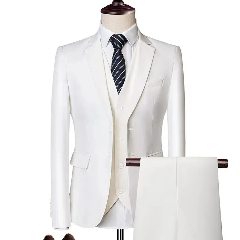 Men's Slim Fit Jacket, Vest & Trouser Set