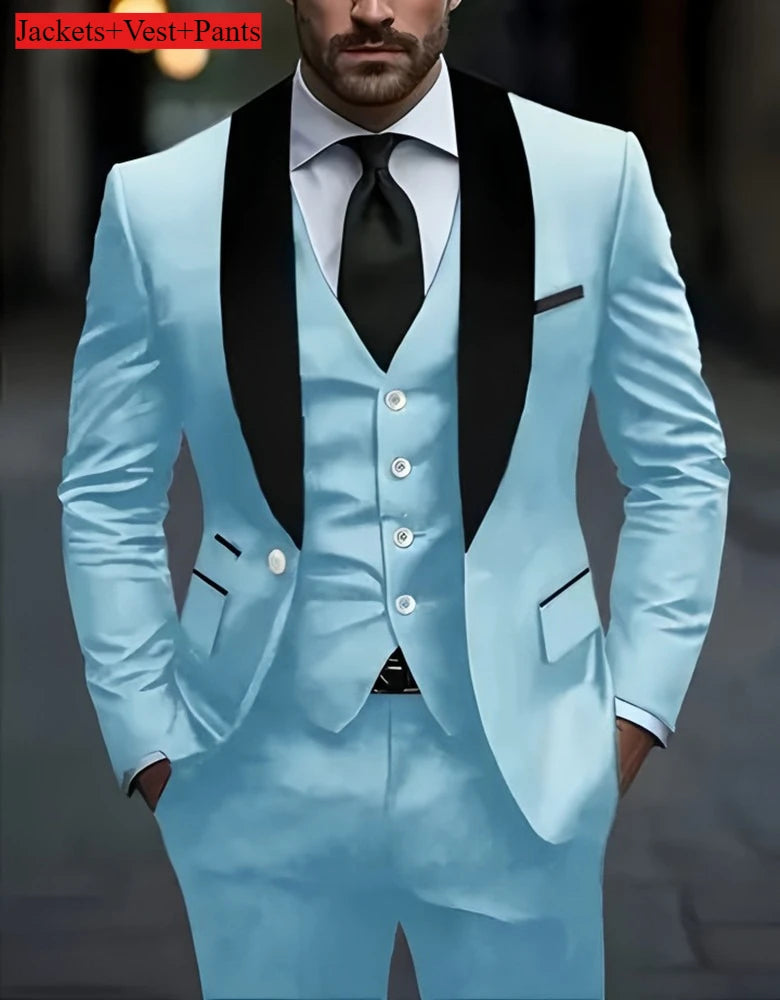 Men's Slim-Fit Notched Lapel Suit Set — product view