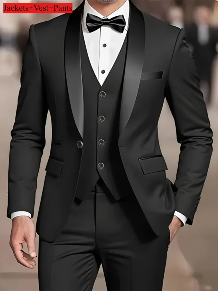 Men's Slim-Fit Notched Lapel Suit Set — product view