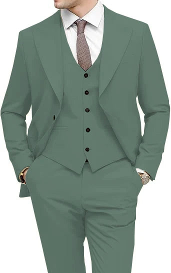 Men's 3-Piece Slim Fit Peak Lapel Suit Set — product view