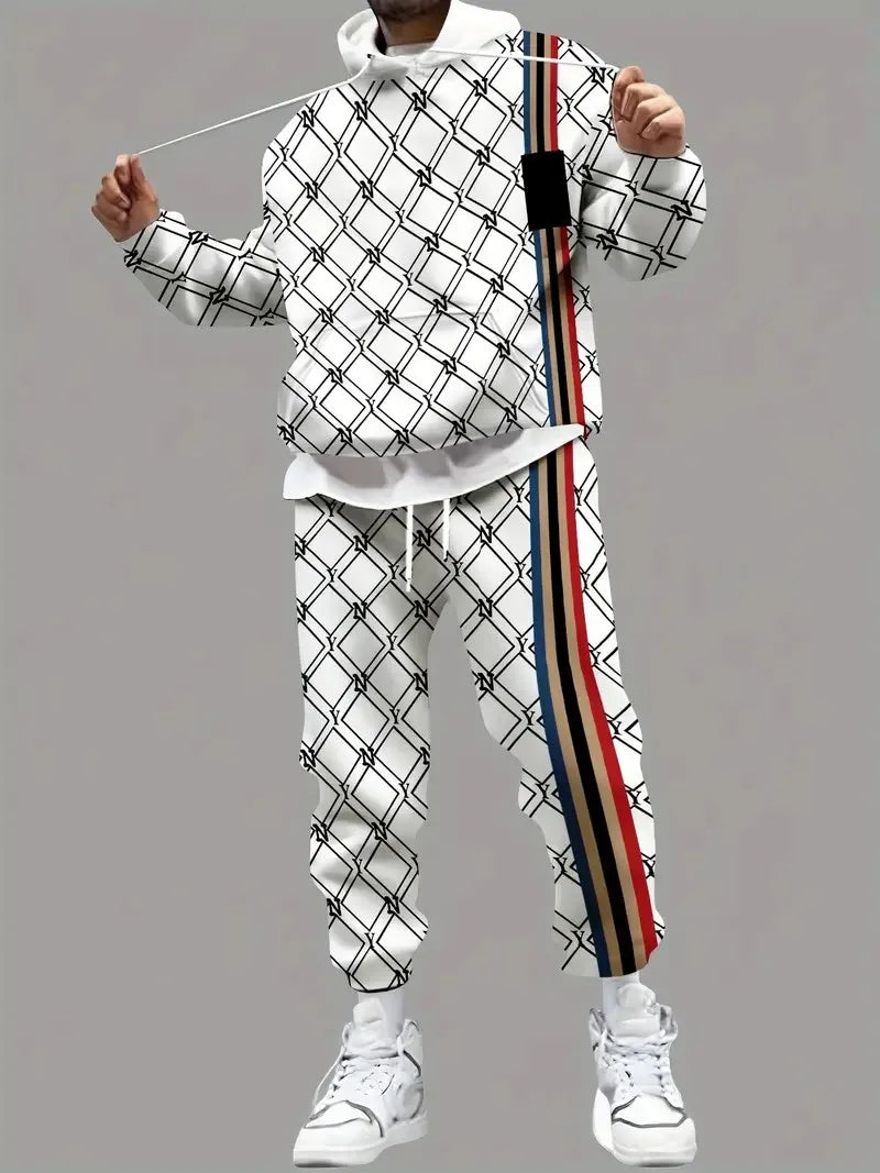 Men's Check Print Casual Outfit Set