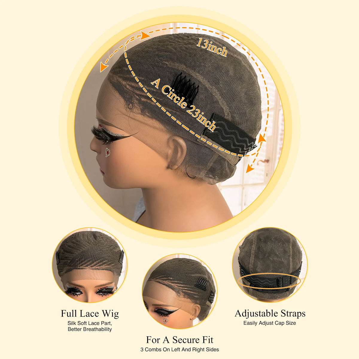 Women's Black Cornrow Braided Synthetic Wig — product view