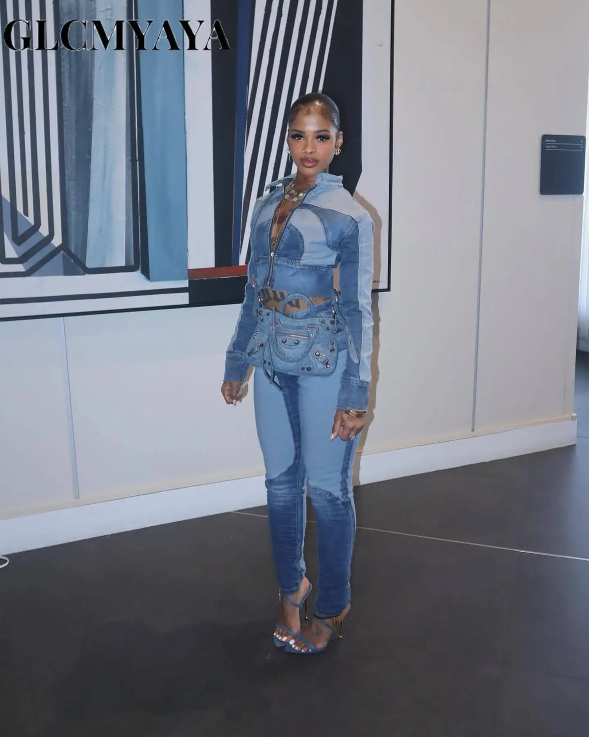 Women's Washed Denim Shirt & Fitted Jeans Set