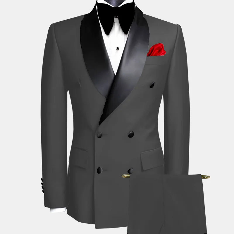 Men's Slim-Fit Double-Breasted Shawl Lapel Suit Set — product view