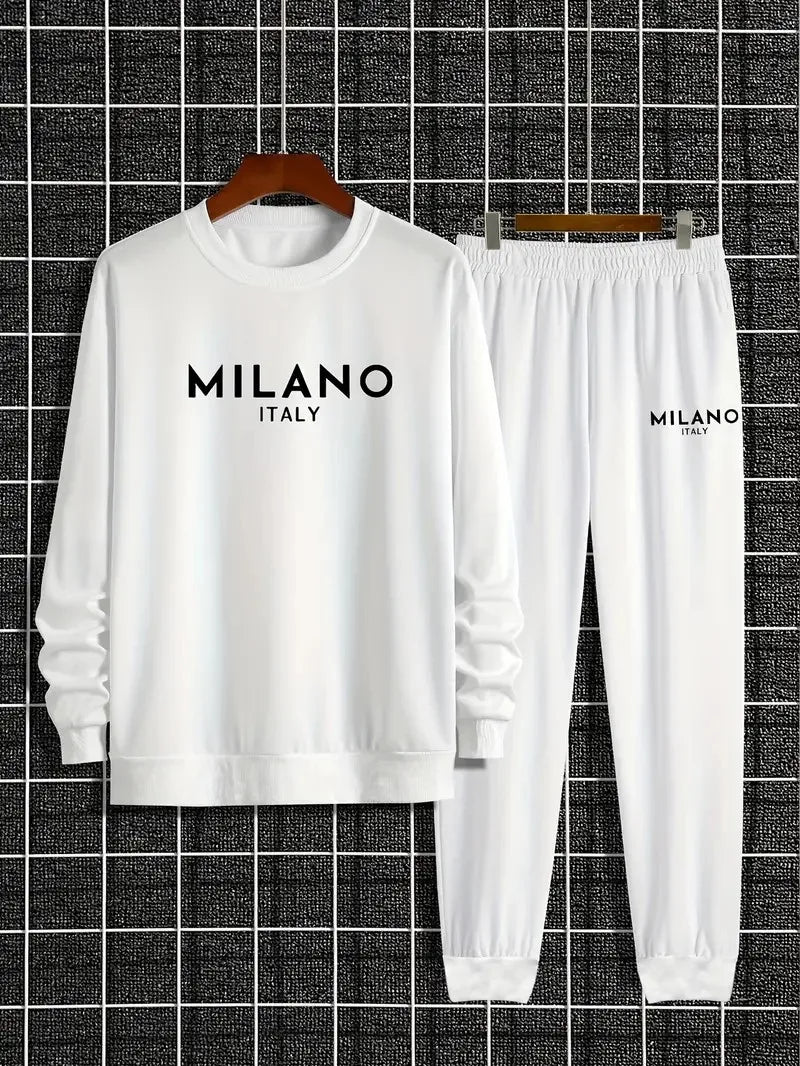 Men's Letter Print Hoodie & Pants Set