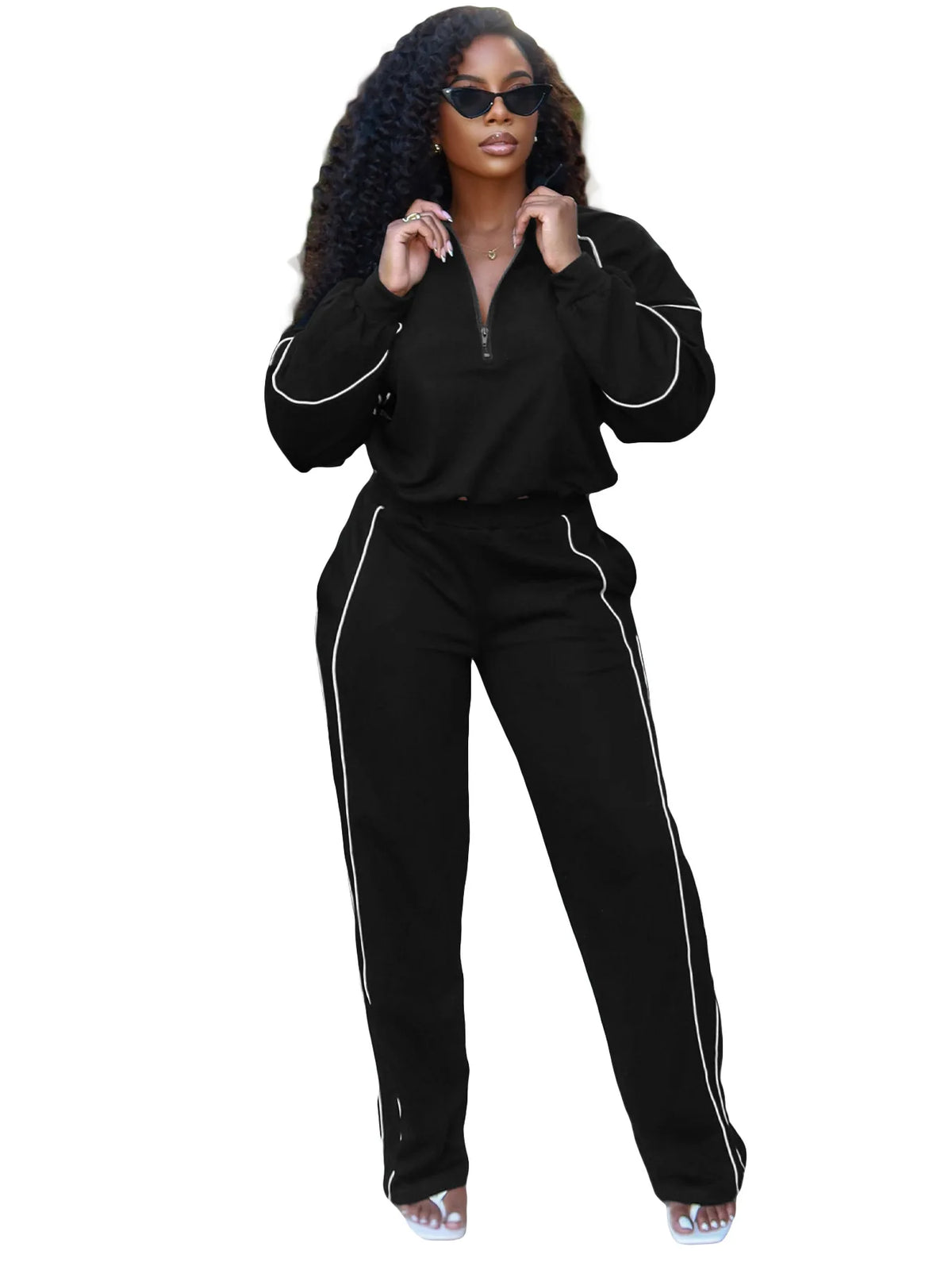 Women's Sweatshirt & Wide-Leg Pants Set