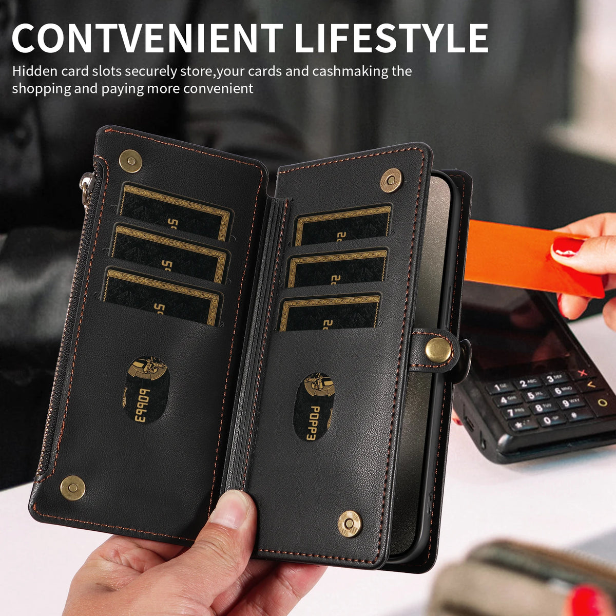 Crossbody Zipper Wallet Phone Case for iPhone 14 Pro Max, iPhone 14 Plus, iPhone 16, iPhone 16 Plus, iPhone 13 Pro Max, iPhone 15 Plus, iPhone 13 Pro, iPhone 14 Pro, iPhone 17 Pro Max, iPhone Air, iPhone 12 mini, iPhone 13 mini & More Models