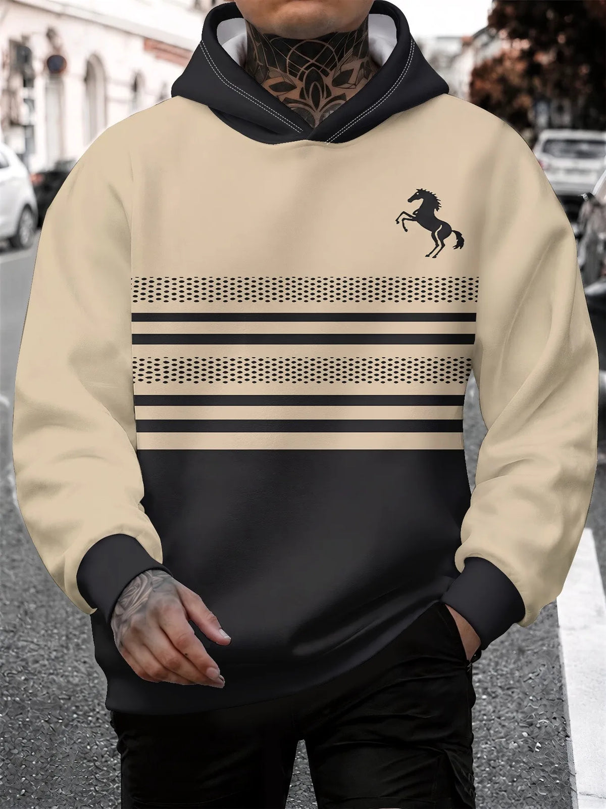 Men's Striped Casual Hoodie