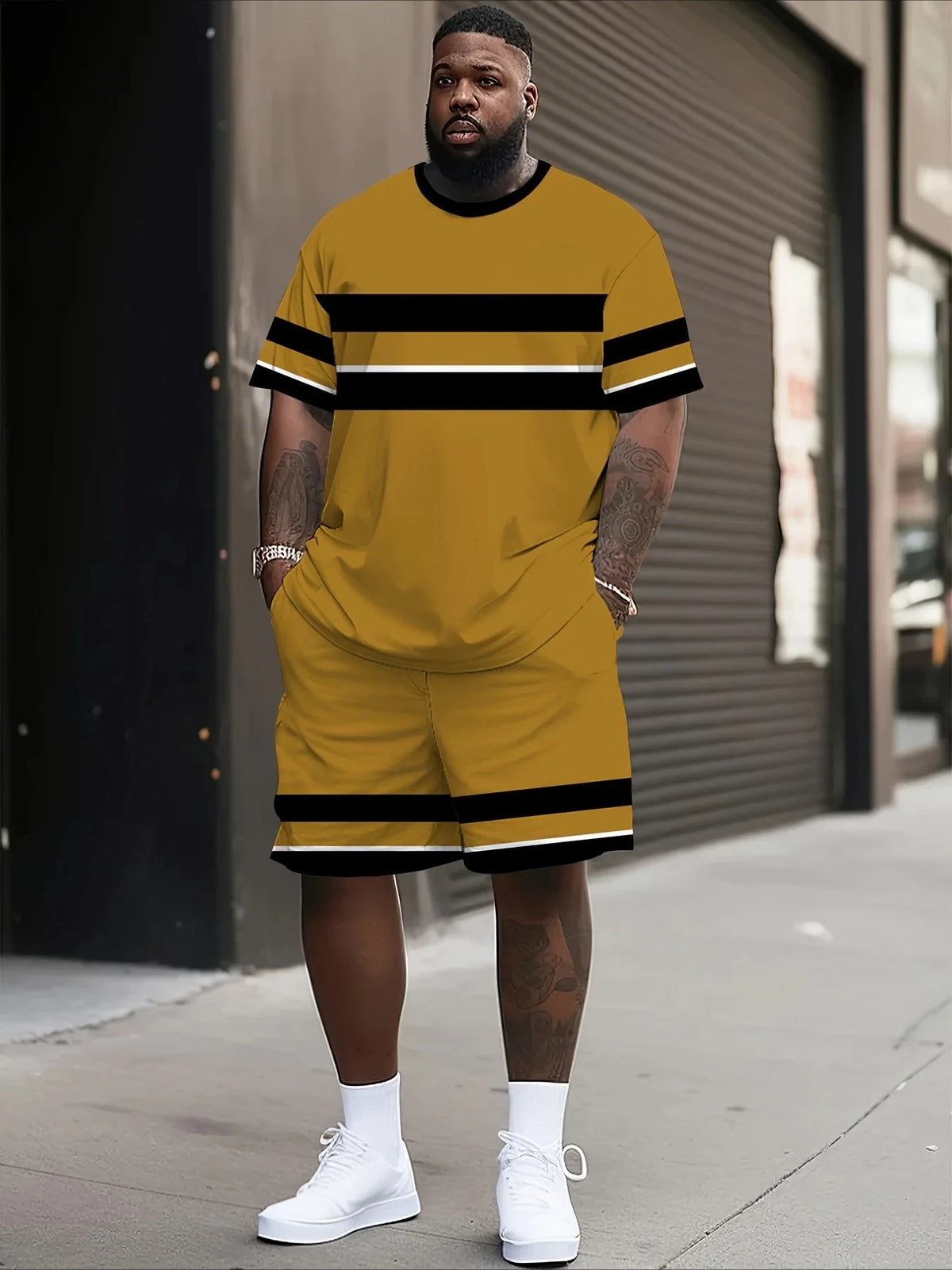 Men's Graphic Print Top & Shorts Set