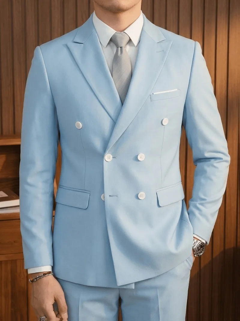 Men's Slim-Fit Double-Breasted Suit Set — product view