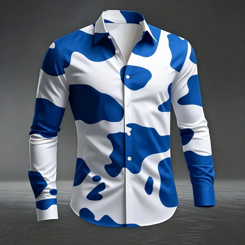 Men's Animal Print Long-Sleeve Casual Shirt