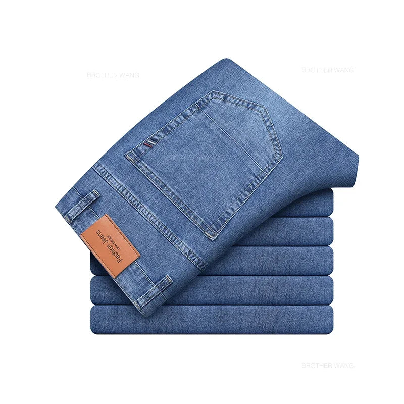 Men's Gray Straight-Leg Stretch Denim Jeans - Lightweight — product view