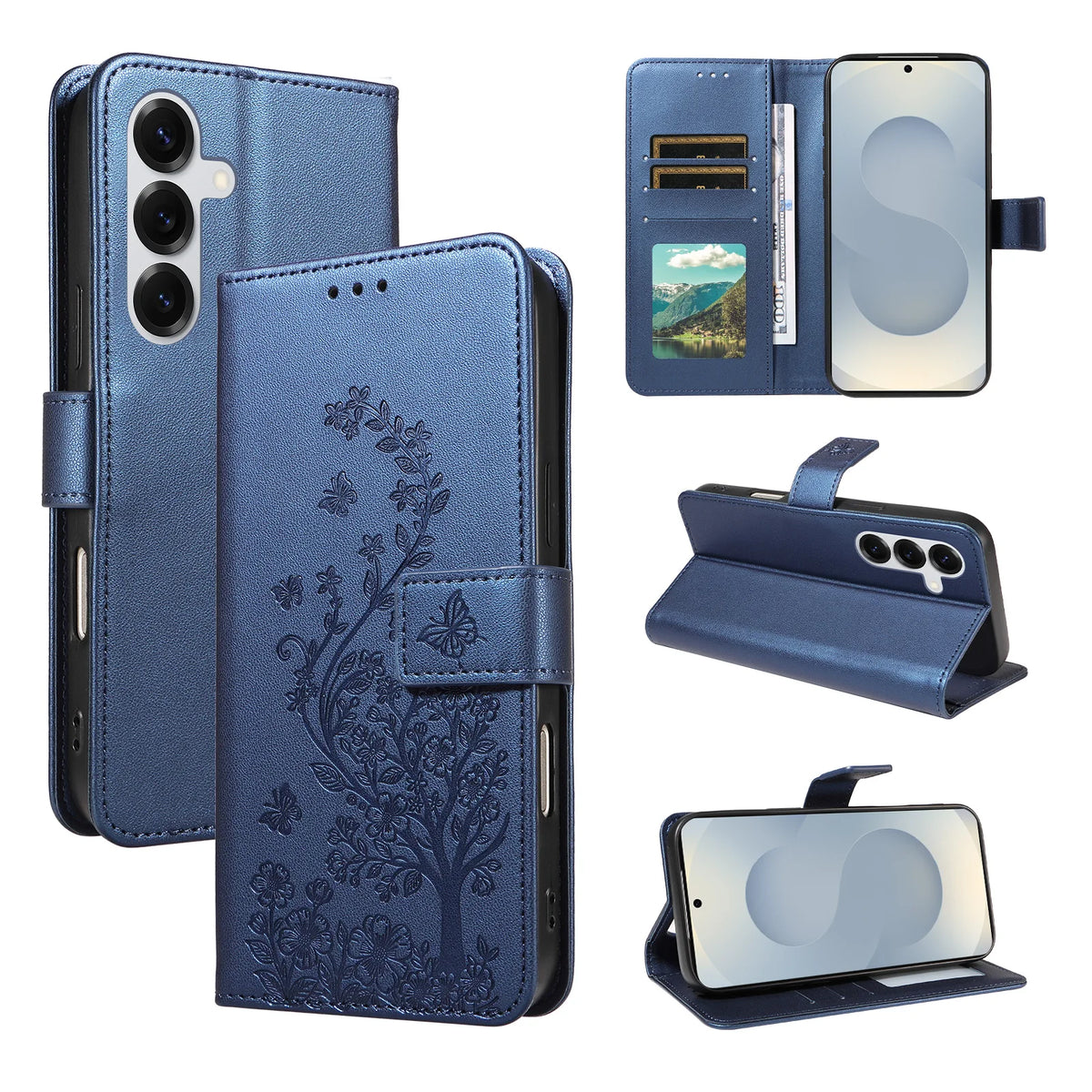 Floral Embossed Flip Wallet Phone Case for Samsung Galaxy A55 5G, A54 5G, A57, A56, A23 5G, A22 4G, A26 5G, A25 5G, A20, A17, A22 5G, A21s, A14, A13 4G, A16, A15, A10, A07, A13 5G, A12, A52 5G, A51 4G, A53 5G, A52s 5G, A37, A36, A50 & More Models