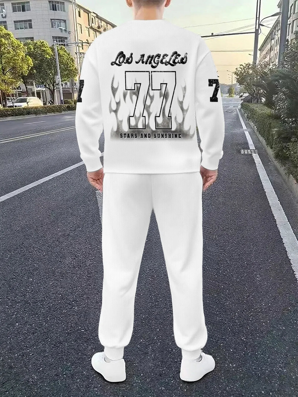 Men's Graphic Print Sweatshirt & Pants Set