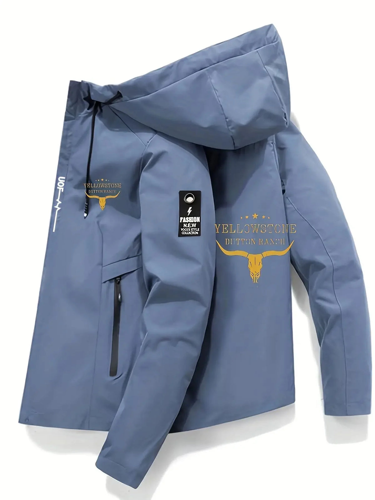 Men's Graphic Print Hooded Zip-Up Jacket