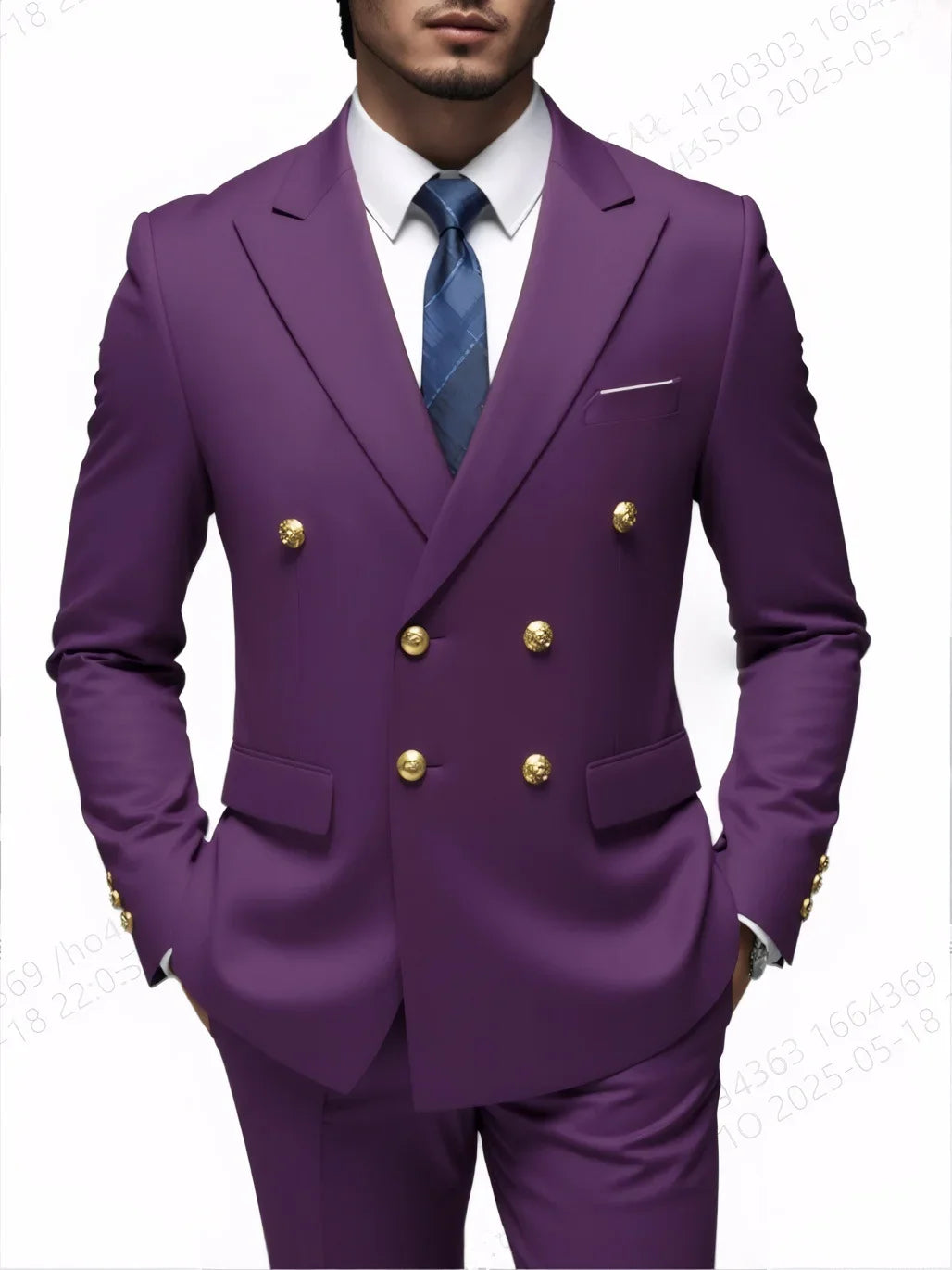 Men's Slim-Fit Double-Breasted Suit Set — product view
