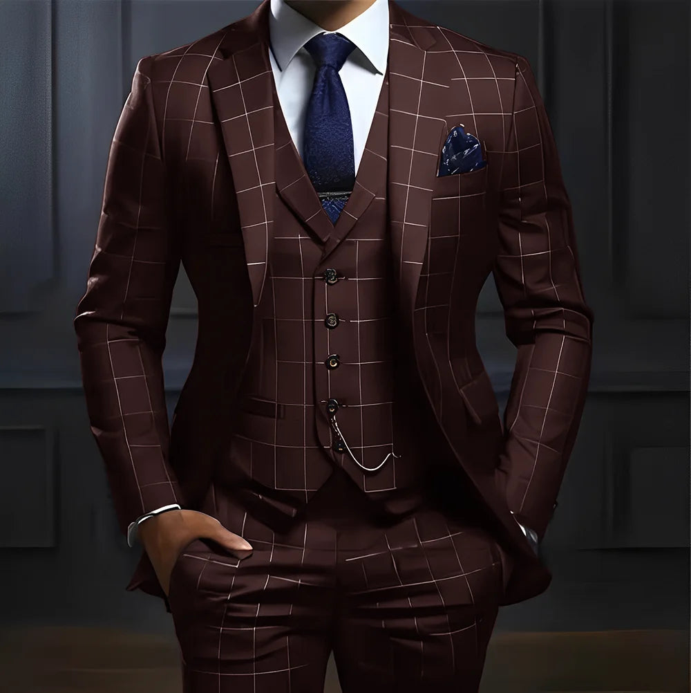 Men's Plaid 3-Piece Suit Set — product view