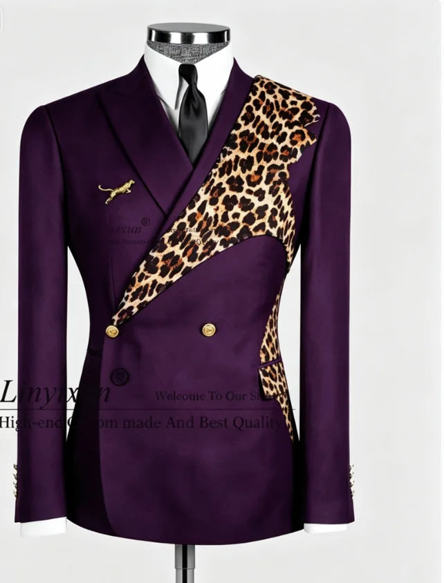 Men's Leopard Print 2-Piece Slim Fit Suit Set — product view