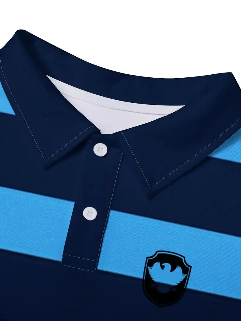 Men's Striped Long-Sleeve Polo Shirt