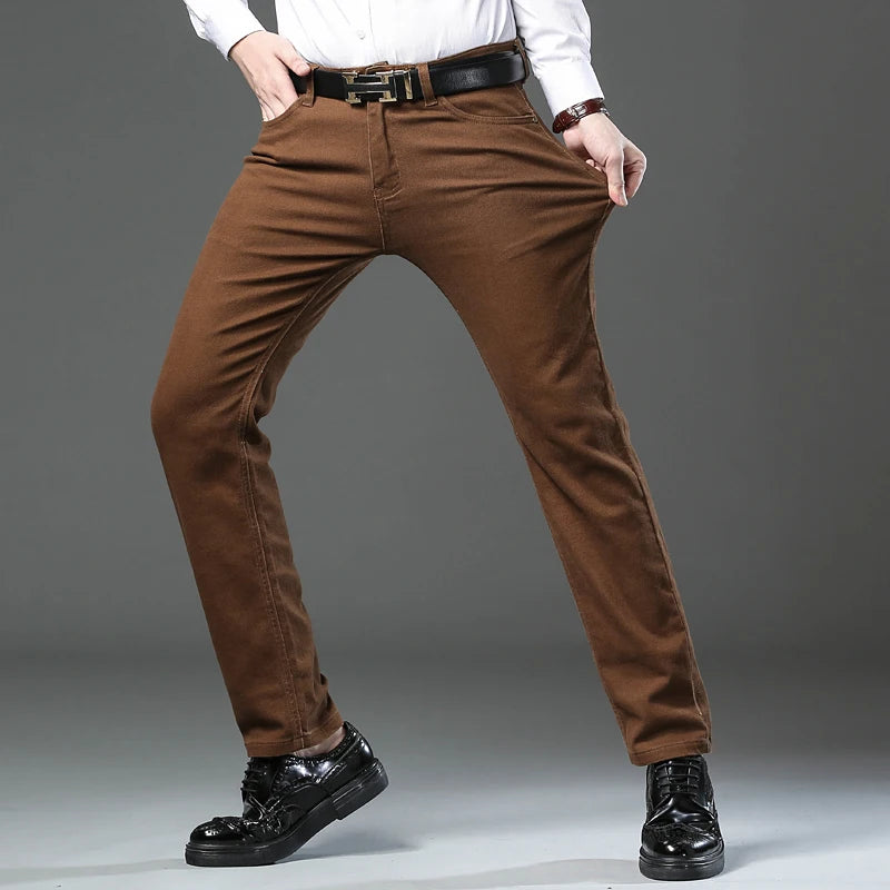Men's Straight-Leg Stretch Denim Jeans - Business Casual Style — product view