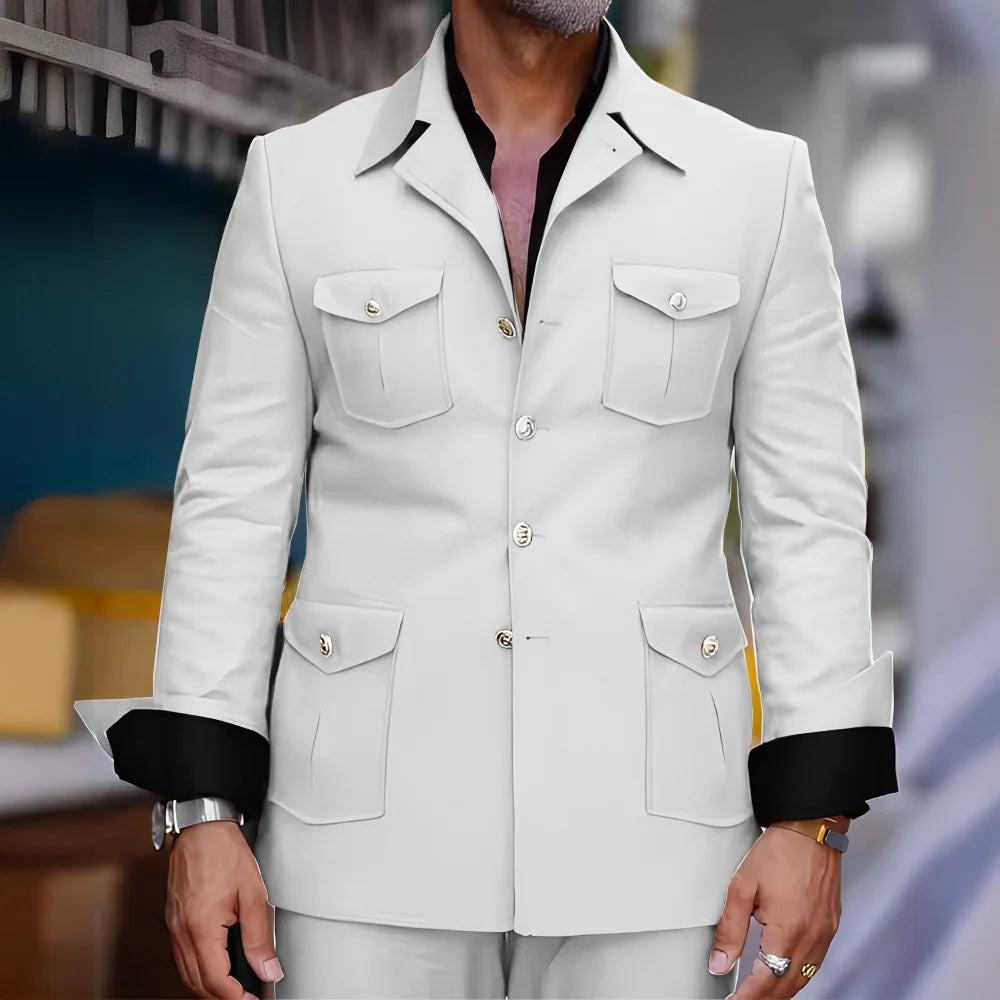 Men's Safari-Collar Jacket & Trouser Set