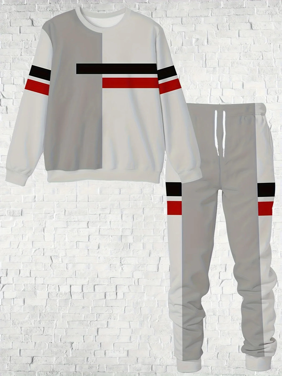 Men's Striped Sweatshirt & Pants Set