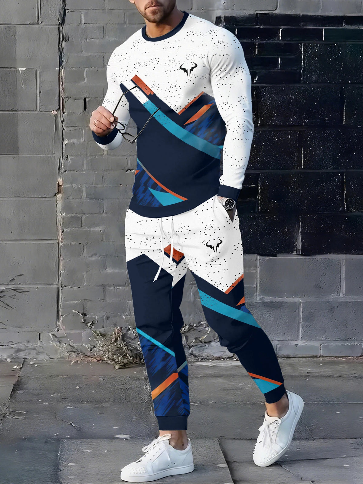 Men's Graphic Print Sweatshirt & Pants Set