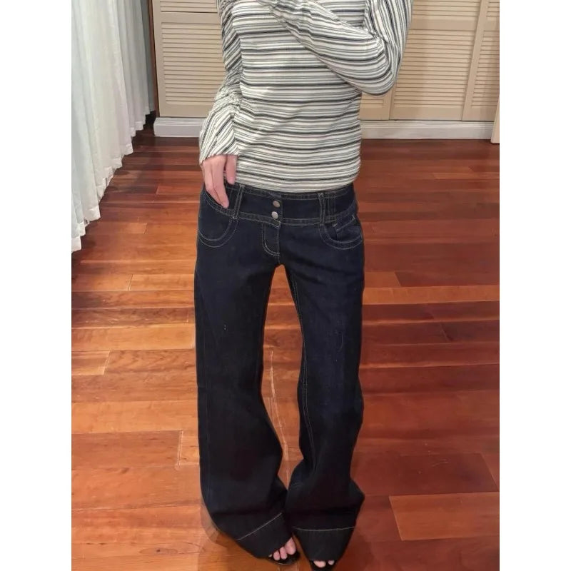Women's Low-Rise Long Wide-Leg Jeans — product view
