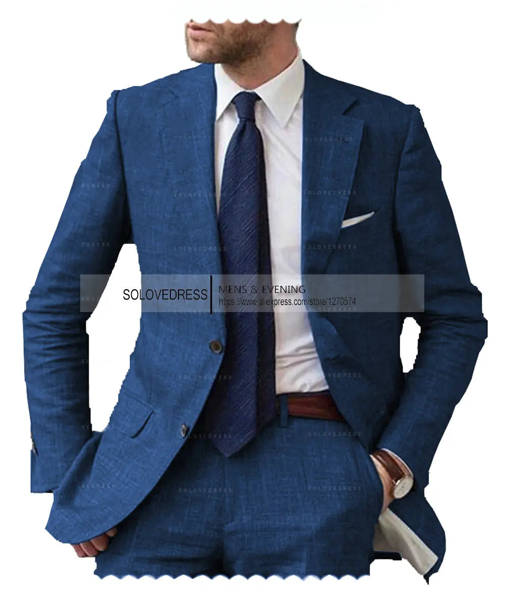 Men's Linen Slim-Fit Suit Set — product view
