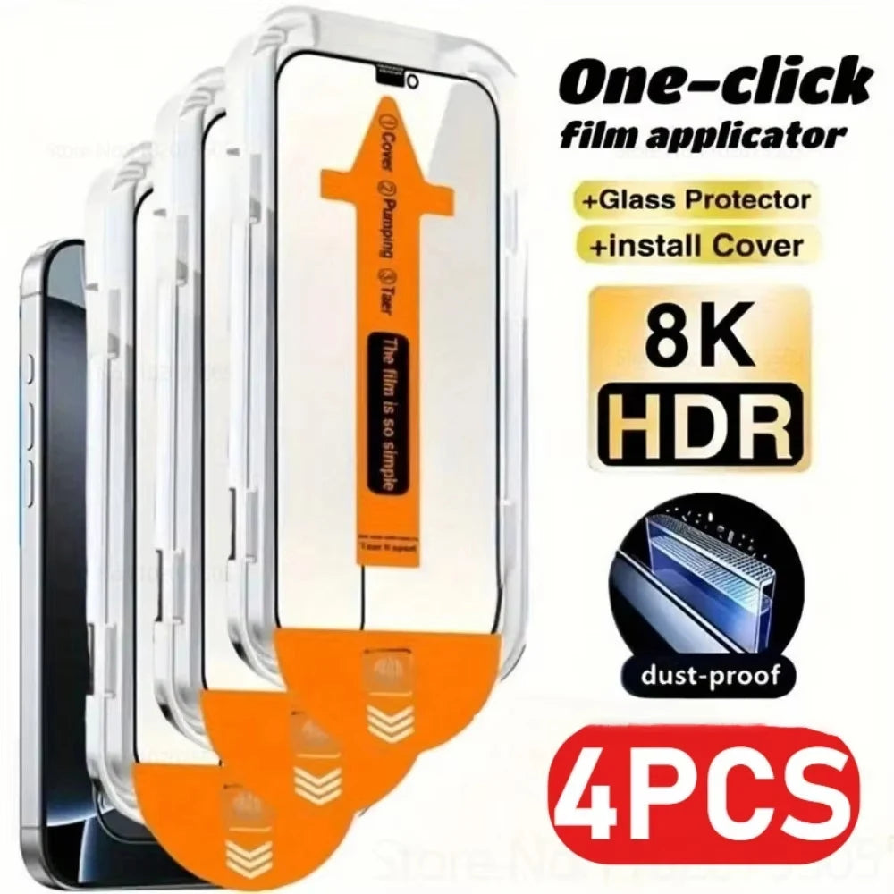 Easy-Install Clear Tempered Glass Screen Protector for iPhone 15 Pro Max, iPhone 16 Pro, iPhone 16 Pro Max, iPhone XS Max, iPhone 15 Pro, iPhone 16, iPhone 16 Plus, iPhone 13 Pro, iPhone XR, iPhone XS, iPhone 13 Pro Max & More Models