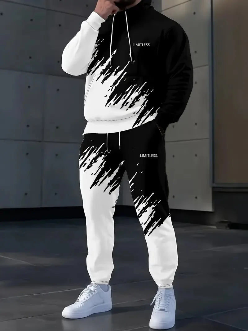 Men's Gradient Print Casual Outfit Set