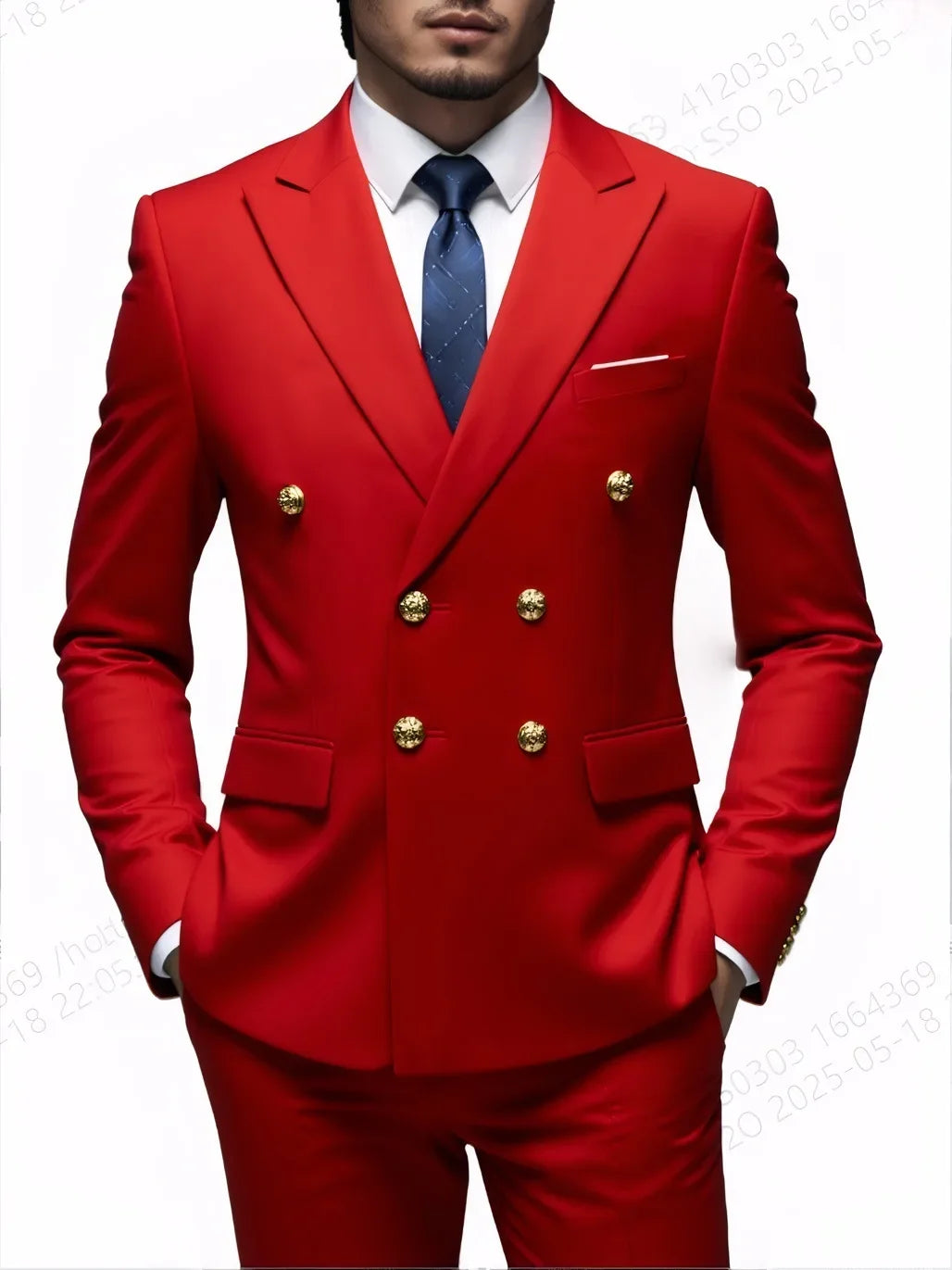 Men's Slim-Fit Double-Breasted Suit Set — product view