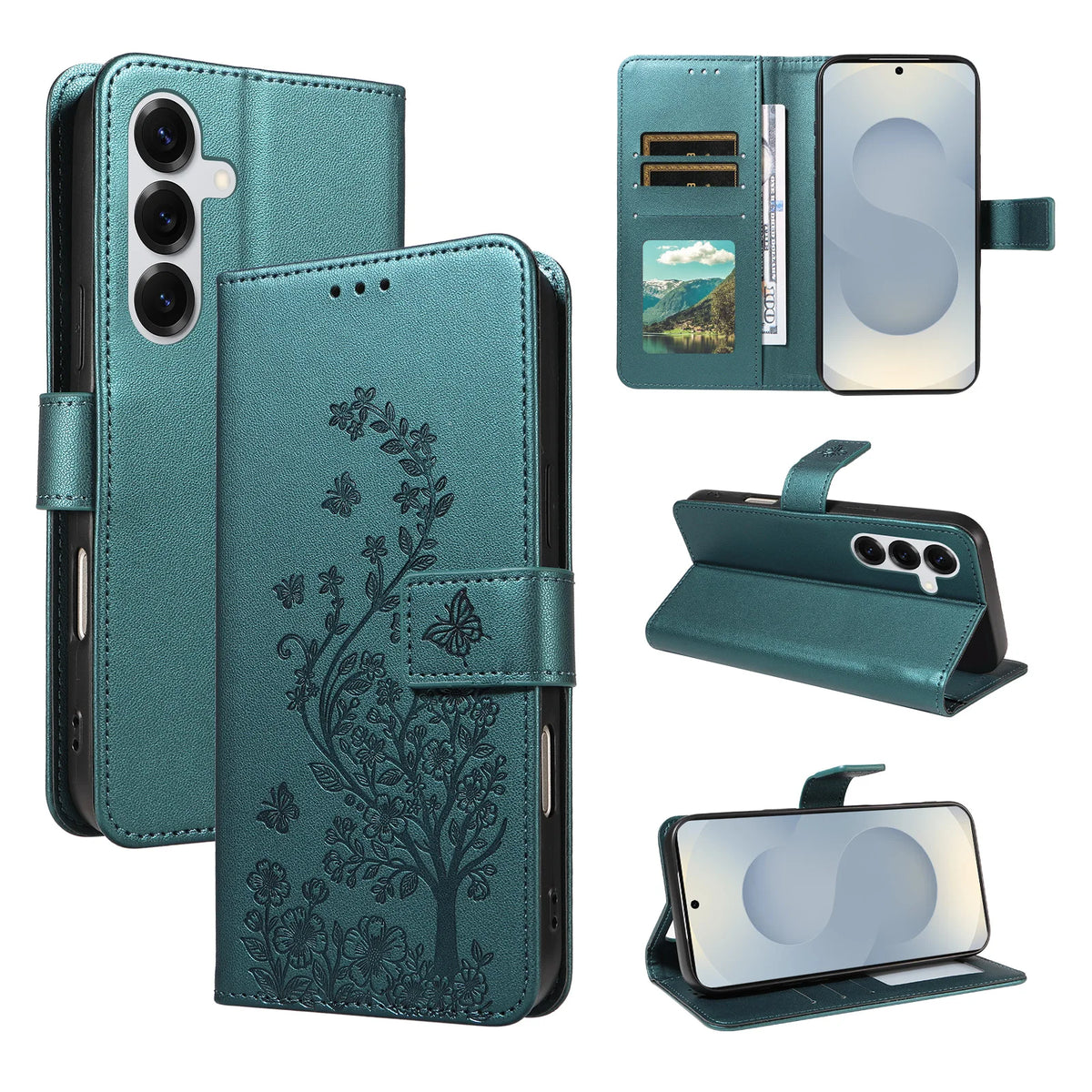 Floral Embossed Flip Wallet Phone Case for Samsung Galaxy A55 5G, A54 5G, A57, A56, A23 5G, A22 4G, A26 5G, A25 5G, A20, A17, A22 5G, A21s, A14, A13 4G, A16, A15, A10, A07, A13 5G, A12, A52 5G, A51 4G, A53 5G, A52s 5G, A37, A36, A50 & More Models