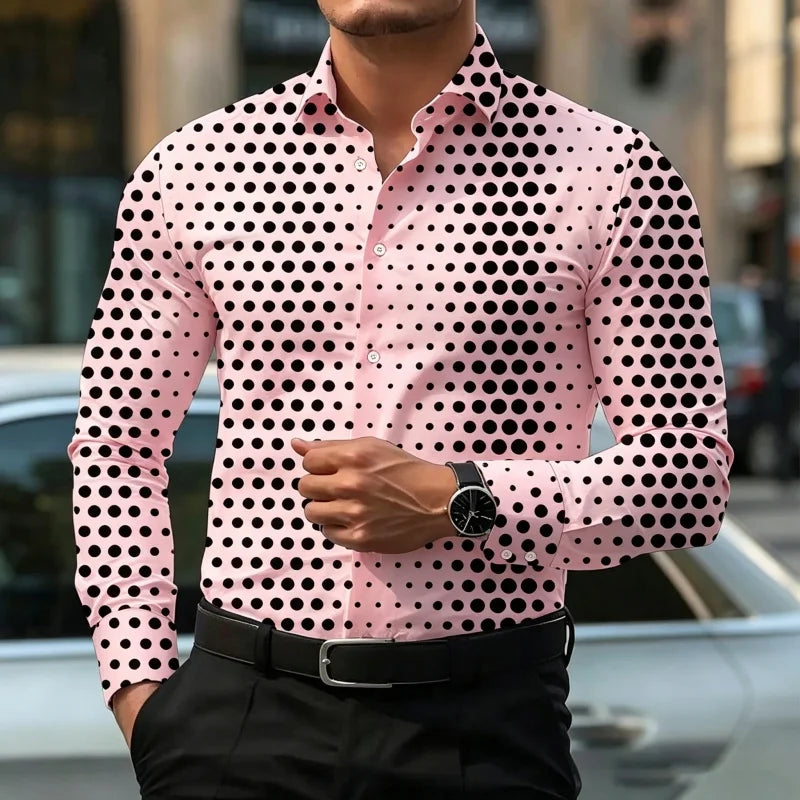 Men's Graphic Print Long-Sleeve Casual Shirt
