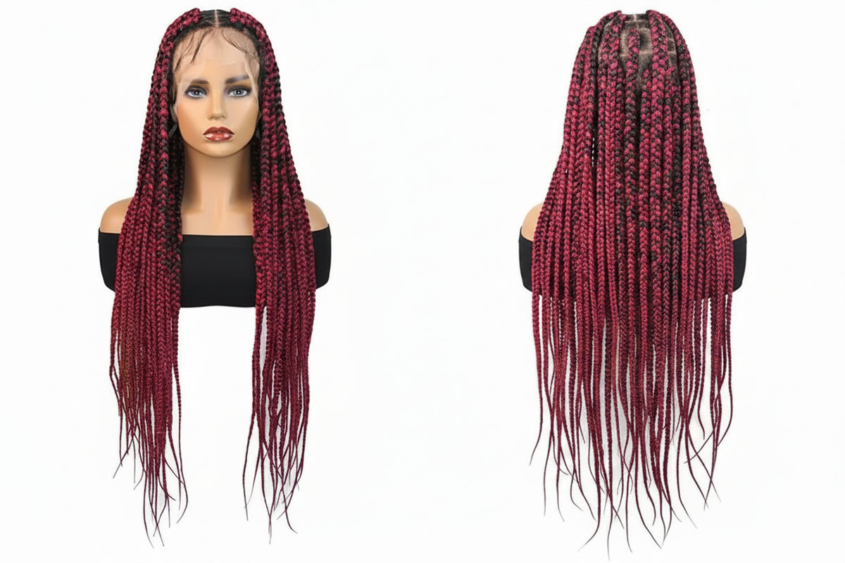 Synthetic Jumbo Box Braided Wig 1b27 Knotless Box Braids Lace Wig - OSASCO