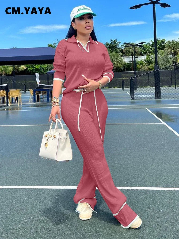 Women's Knitted Pullover & Wide-Leg Pants Set
