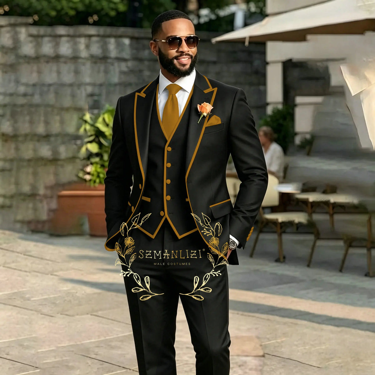 Men's Black 3-Piece Suit Set — product view