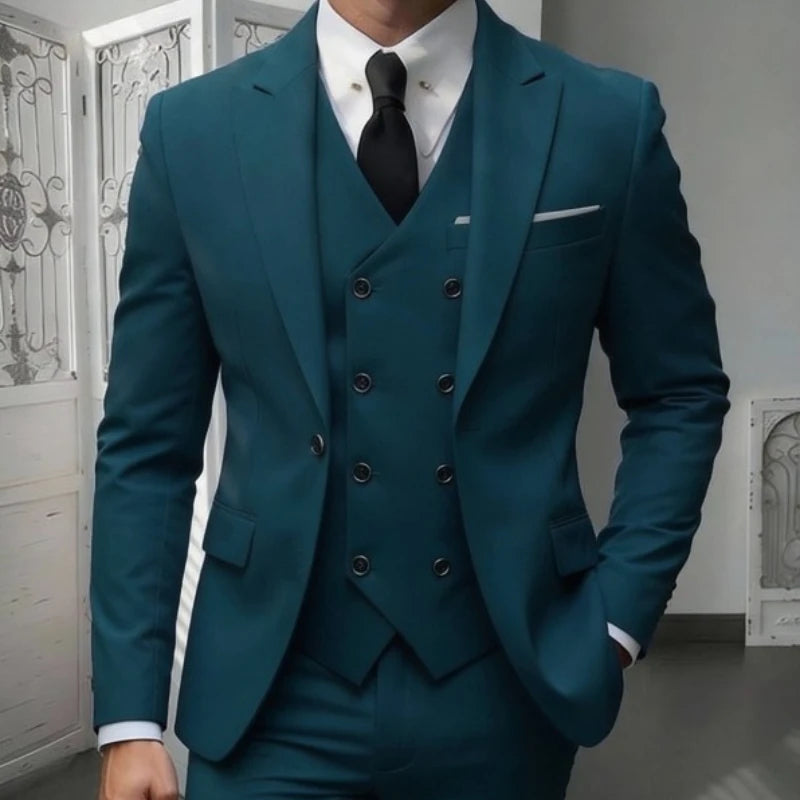 Men's 3-Piece Slim Fit Notched Lapel Suit Set — product view