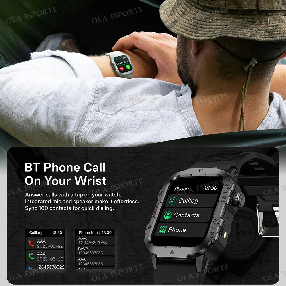 Outdoor 1.44-Inch Calling Smartwatch with Flashlight
