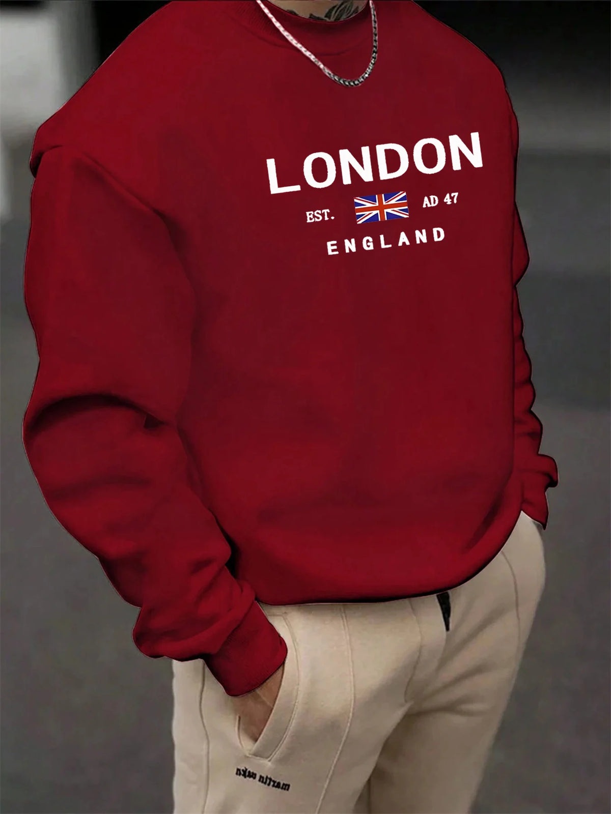 Men's Letter Print Crew-Neck Sweatshirt
