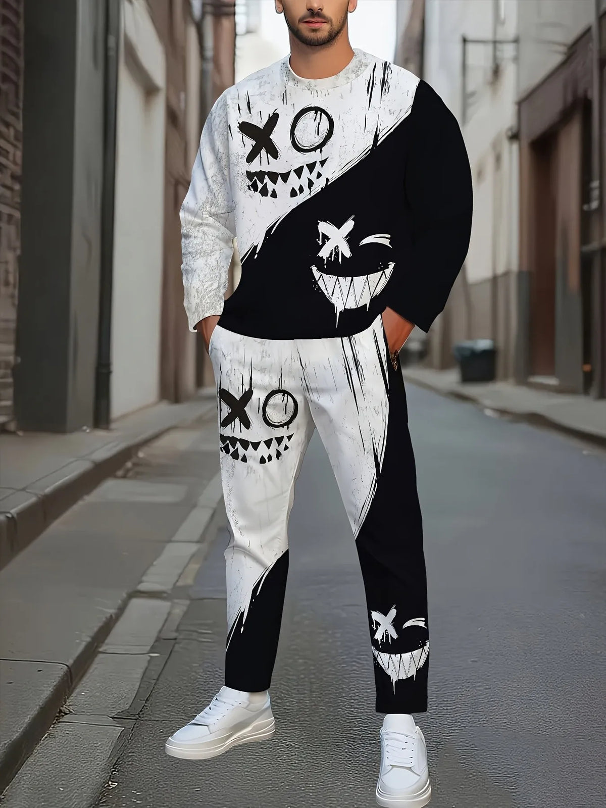 Men's Graphic Print Crew-Neck Sweatshirt