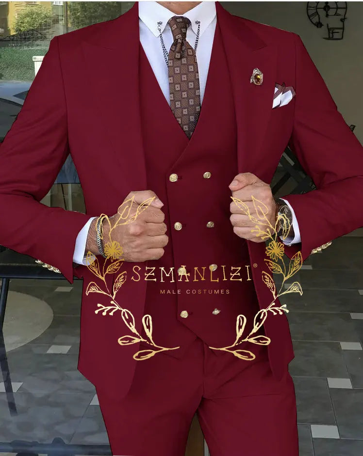 Men's Beige 3-Piece Suit Set — product view
