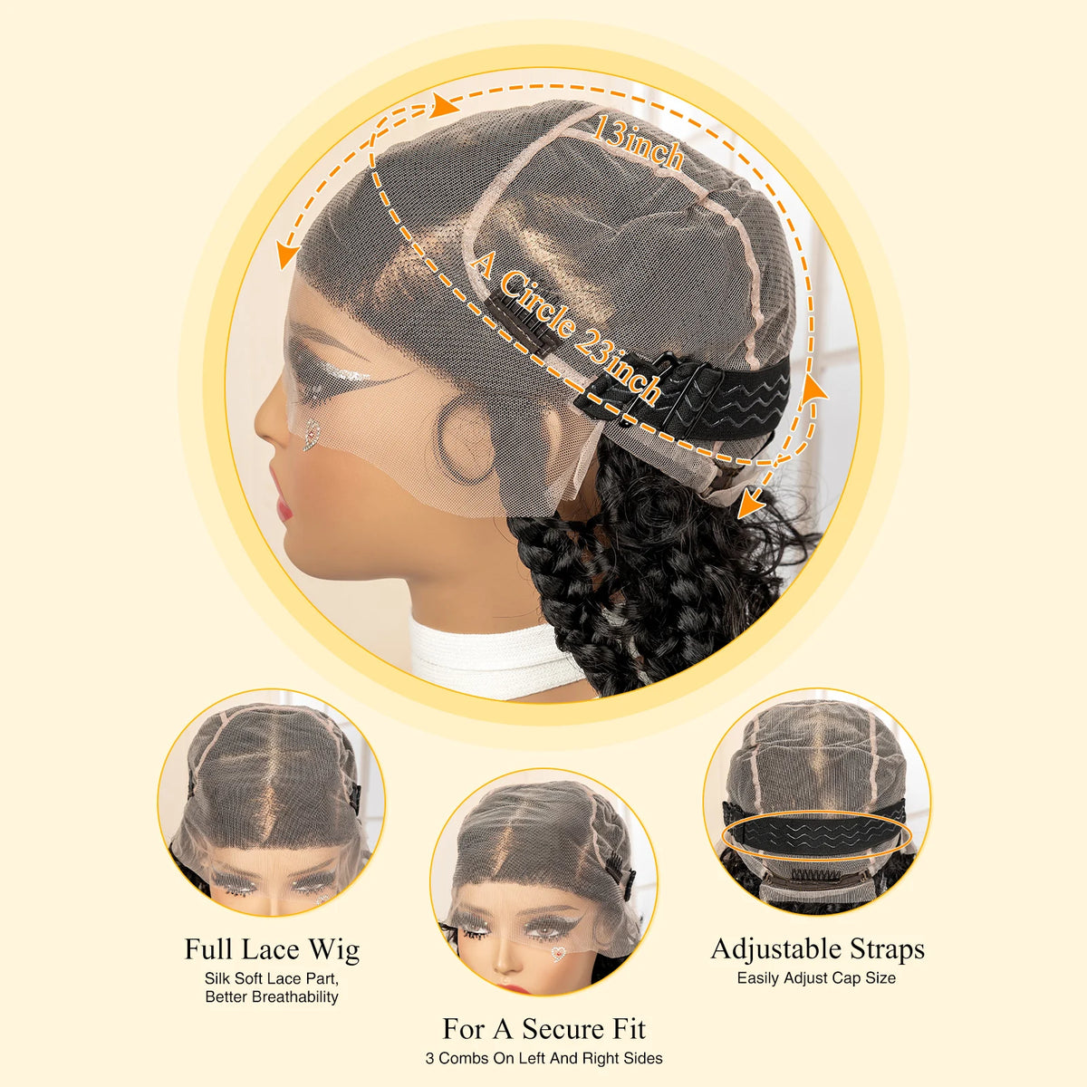 Women's Black Curly Synthetic Wig — product view