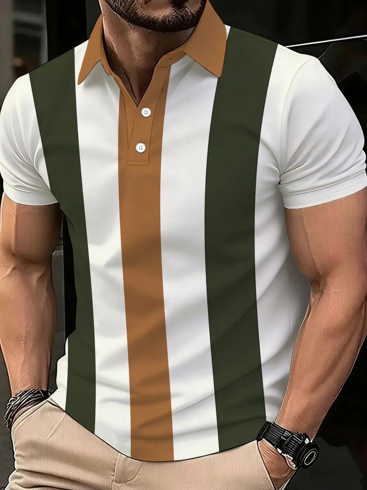 Men's Graphic Print Short-Sleeve Polo Shirt