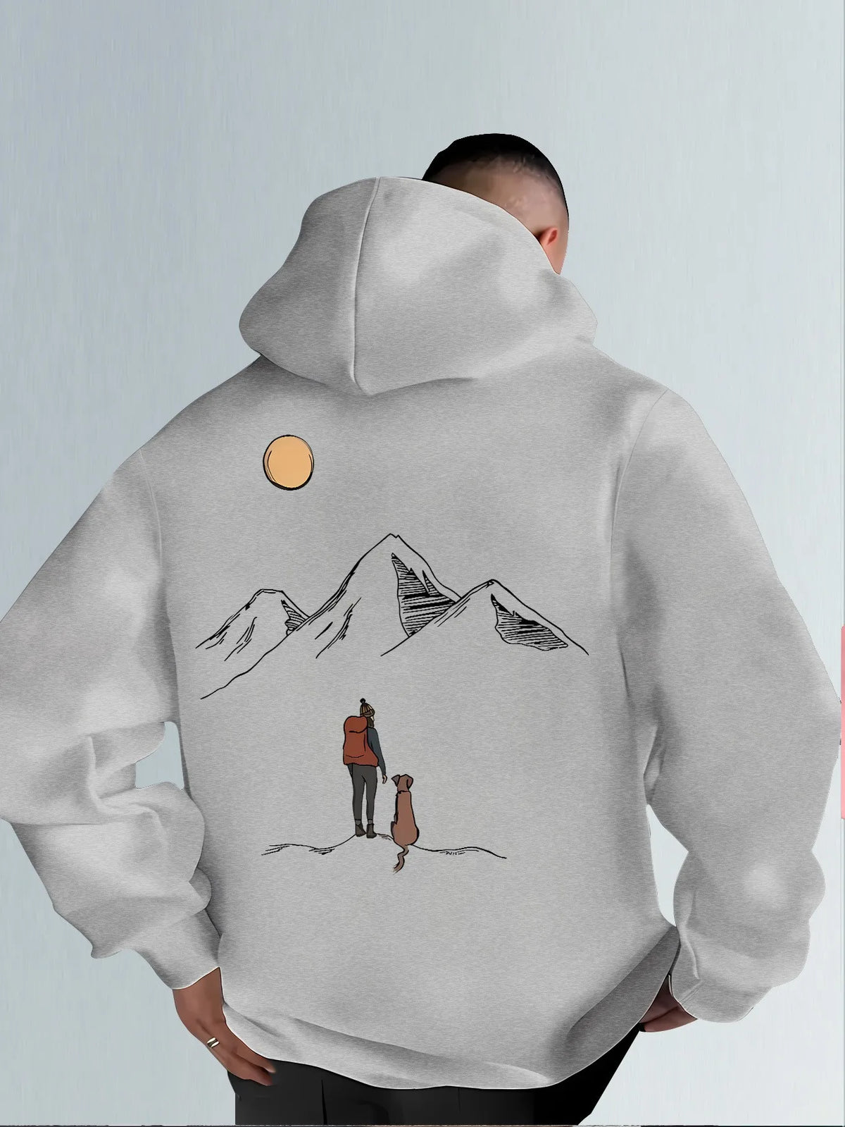 Men's Mountain Print Casual Hoodie