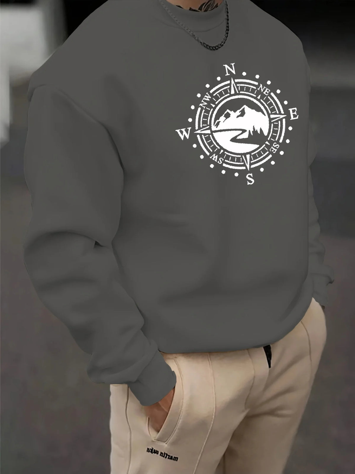 Men's Mountain Print Long-Sleeve Casual Shirt