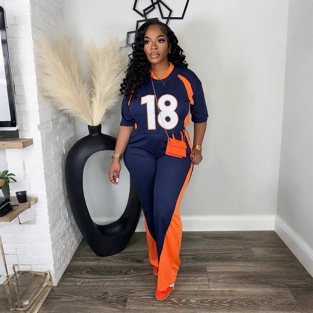 Women's Short-Sleeve Top & Wide-Leg Pants Set