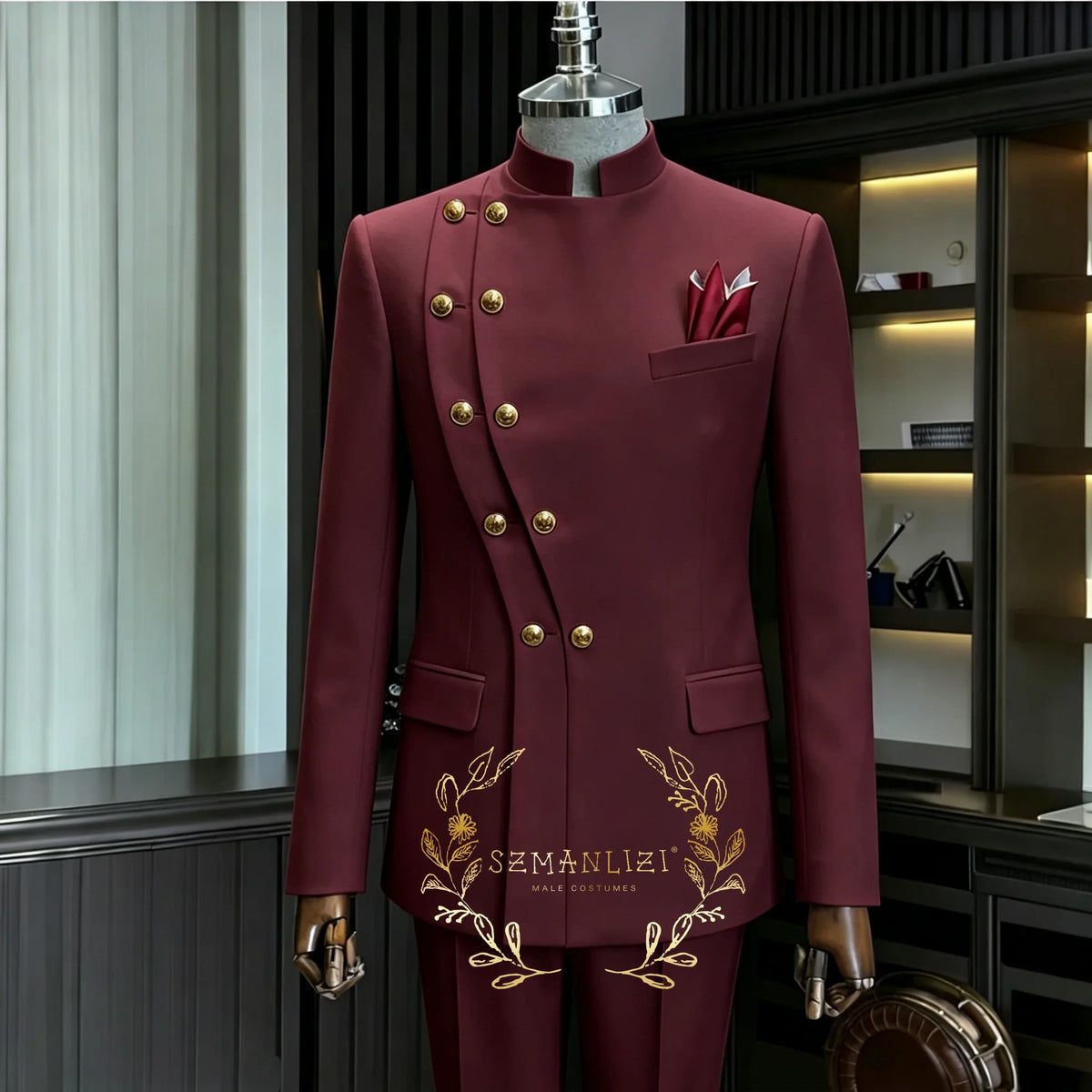 Men's Navy 2-Piece Double-Breasted Suit Set — product view