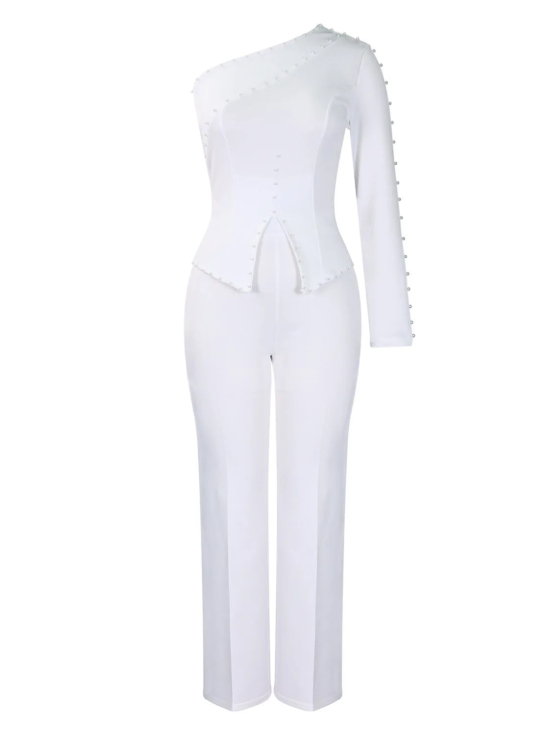 Women's Beaded One-Shoulder Top & Pants Set