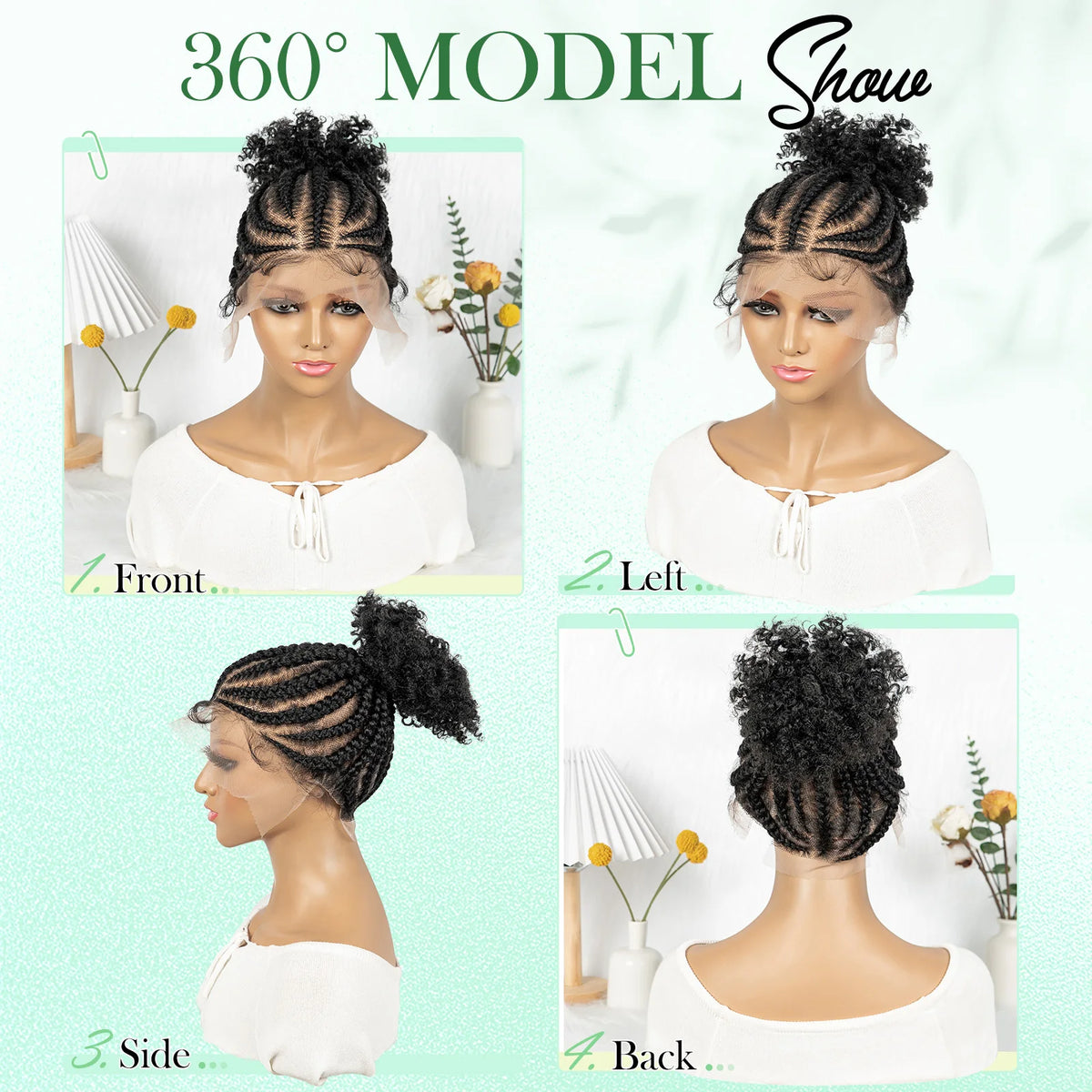 Women's Black Curly Synthetic Wig — product view